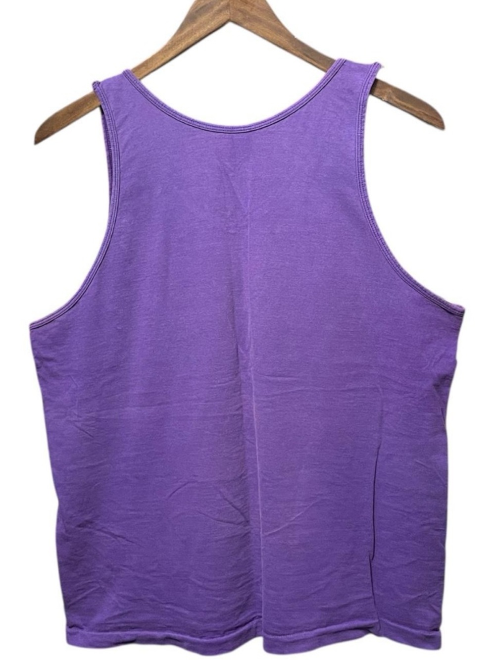 vintage 80s 90s plain blank purple made in USA sleeveless muscle shirt tank top - Picture 4 of 6